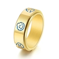 Draaibare anti-stress ring van goudkleurig roestvrij staal met blauwe emoji's - US 6 / Goud