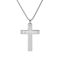 Zilveren roestvrijstalen kruis ketting met PRIDE uitsparing op een vierkante schakel - Zilver Hol (Met 60cm Ketting)