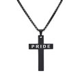 Zwarte roestvrijstalen PRIDE holle kruishanger ketting met industriële schakels - Zwart Hol (Met 60cm Ketting)