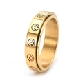 Gold stainless steel spinning ring with colorful rainbow smiley faces for stress relief - US 5 / Gold
