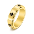 Anillo giratorio de trébol en oro de 18K antiestrés con acabado de metal cepillado - US 5 / Dorado