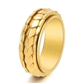 Goldener Titanstahlring mit Drachenschuppen-Muster und drehbarem Panzer-Struktur-Design - US 6 / Gold