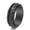 Mattschwarzer rotierender Drachenschuppen Ring für Herren aus Titanstahl gefertigt - US 6 / Schwarz
