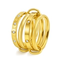 Three-band interlocking gold titanium ring with Roman numerals and CZ diamonds - US 5 / Gold Roman Style
