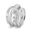 Macro shot of 18K gold plated interlocking rings featuring Roman numerals and small zircons - US 5 / Silver Roman Style