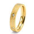 Gold plated titanium steel ring with sandblasted matte finish and star-set zirconias - US 5 / Gold