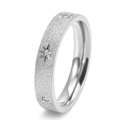 Polished silver titanium steel sunflower ring with sandblasted finish and star-set stones - US 5 / Silver