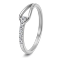Bague élégante géométrique en acier plaqué or 18K avec zircons brillants pour femme - US 5 / Argenté