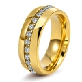 Anello in acciaio inossidabile placcato oro 18 carati con pietre di zircone bianco - US 6 / Oro