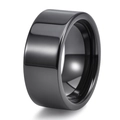 Macro shot of wide black polished ceramic ring with high reflective surface finish - 10MM Width Black