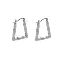Pendientes geométricos de acero inoxidable plateado con textura de estilo bambú - Plateado