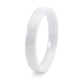 Detailansicht eines polierten weißen Keramikrings mit glänzender, minimalistischer Oberfläche - US 6 / Weiß (4mm Breite)
