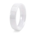 Detailed close-up showing the smooth polished finish of white ceramic ring from a side angle - White (6mm Width)