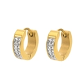 Minimalistische 18K vergoldete Titan-Ohrringe mit doppelreihigen Diamanten für Damen - Gold