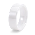 Detail view of a white polished ceramic ring featuring a minimalist mirror-finish surface - White (8mm Width)