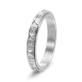 Moderne titanium stalen ring met piramidestud en pavé-diamanten op een witte achtergrond - US 5 / Zilver