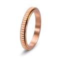 Polished rose gold rotatable titanium steel ring with textured watch-bezel serrated design - US 12 / Rose Gold