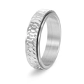 Men's silver spinner ring with hammered honeycomb texture and matte brushed steel finish - US 6 / Silver