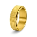 Drehbarer goldener Titanstahlring mit Zahnradmuster und gebürsteter Innenfläche - US 6 / Gold