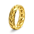 Anello intrecciato in acciaio inossidabile dorato con trama a spiga lucida - US 7 / Oro