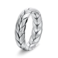 Anello intrecciato in acciaio inossidabile da uomo con design a trama di grano lucido - US 7 / Argento