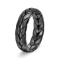 Anello da uomo in acciaio inossidabile nero intrecciato con motivo a spiga opaco - US 7 / Nero