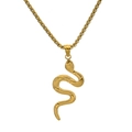 Detailed macro view of the gold-plated snake pendant with textured scales and thick chain - Gold Style B (With 3.0mm x 60cm Chain)