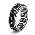 Vintage rotating Tai Chi Bagua spinner ring in stainless steel for men with yin yang motifs - US 5 / Original Color