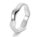 Polierter silberner Mobius-Wellenring aus Edelstahl mit minimalistischem Bogendesign - US 6 / Silber