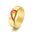 Minimalistischer Regenbogen-Herz-Ring für Paare aus vergoldetem Edelstahl, drehbar - US 6 / Warm Regenbogen - Gold