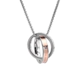 Minimalist double ring necklace in silver and rose gold with engraved eternal love text - Rose Gold Pendant Only (Without Chain)