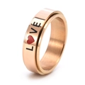 Bague rotative en acier inoxydable or rose avec motif LOVE et cœur rouge pour couple - US 5 / Or rose