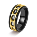 Drehbarer Sternzeichen-Ring aus Edelstahl in Schwarz und Gold mit hohlen Symbolen - US 6 / Gold
