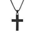 Retro roestvrijstalen kruishanger met Alziend Oog textuur aan zwarte schakelketting - Zwart (Alleen Hanger)