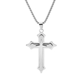 Men's silver triple-layered cross pendant necklace with sturdy stainless steel box chain - Silver Color [Pendant Only]
