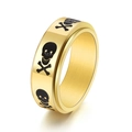 Men's gothic punk spinning skull ring in gold stainless steel with black enamel - US 6 / Gold