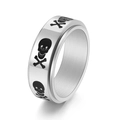 Gothic style spinning skull ring made of polished stainless steel for men - US 6 / Silver