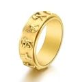 Ancient Egyptian Eye of Horus spinner ring in gold finish stainless steel jewelry - US 6 / Gold