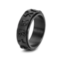 Macro shot of Egyptian symbols and matte finish on a rotatable titanium steel band - US 6 / Black