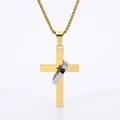 Collier hip hop en acier titane avec pendentif croix dorée et chaîne box pour homme - Pendentif Seul - Or