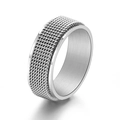 Bague rotative en acier titane pour hommes avec maille tressée et surface intérieure polie - US 6 / Argenté