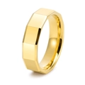 Anello sfaccettato in tungsteno dorato con superfici geometriche lucide antigraffio - US 6 / Oro