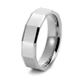 Anello da uomo in acciaio al tungsteno argento con tagli geometrici e superficie lucida - US 6 / Argento