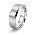 Bague en tungstène argent poli avec bords biseautés modernes et finition métallique - US 9 / 6mm / Argent