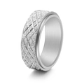 Zilveren spinner ring voor heren met geometrische ruittextuur en gepolijste binnenkant - US 6 / Zilver