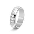 Drehbarer Silber-Edelstahlring mit 3D-Pyramiden-Facetten und geometrischem Design - US 6 / Silber