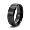 Bague en acier de tungstène noir poli avec bords biseautés et design minimaliste moderne - US 9 / 8mm / Noir