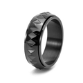 Minimalistischer schwarzer Edelstahl Spinner Ring mit Dreieck Textur Relief - US 6 / Schwarz