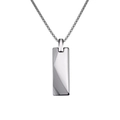 Minimalist tungsten steel silver rectangle pendant necklace with polished box chain for men - Silver (Pendant Only)