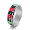 Stainless steel spinner ring with colorful casino roulette design and rotating numbers - US 6 / Silver